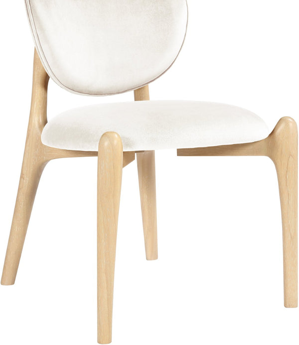 Meridian Furniture Velora Art Deco Sculpted Velvet Upholstered Dining Chair with Solid Wood Legs for Elegant Cream Style A 77076Cream-C