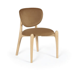 Meridian Furniture Velora Art Deco Sculpted Velvet Upholstered Dining Chair with Solid Wood Legs for Elegant Saddle Style A 77076Saddle-C