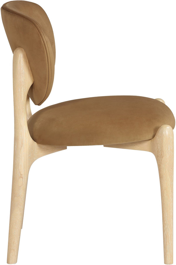 Meridian Furniture Velora Art Deco Sculpted Velvet Upholstered Dining Chair with Solid Wood Legs for Elegant Saddle Style A 77076Saddle-C