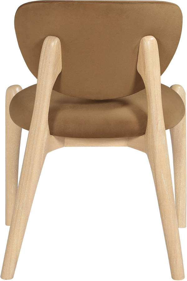 Meridian Furniture Velora Art Deco Sculpted Velvet Upholstered Dining Chair with Solid Wood Legs for Elegant Saddle Style A 77076Saddle-C