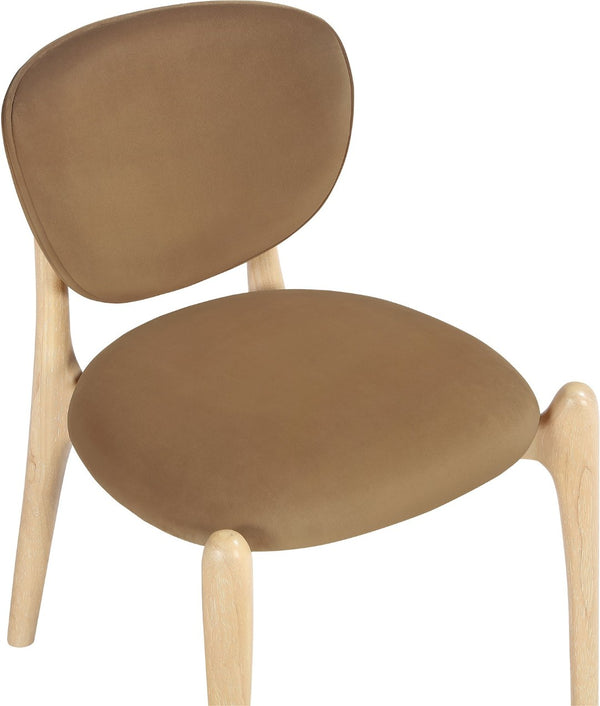 Meridian Furniture Velora Art Deco Sculpted Velvet Upholstered Dining Chair with Solid Wood Legs for Elegant Saddle Style A 77076Saddle-C