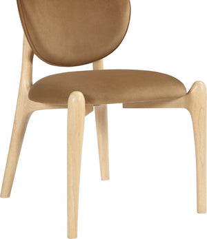 Meridian Furniture Velora Art Deco Sculpted Velvet Upholstered Dining Chair with Solid Wood Legs for Elegant Saddle Style A 77076Saddle-C
