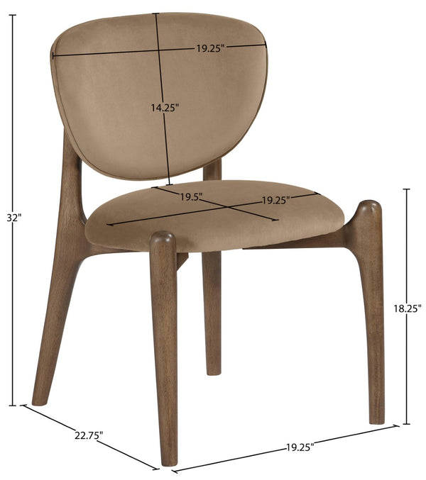 Meridian Furniture Velora Art Deco Sculpted Velvet Upholstered Dining Chair with Solid Wood Legs for Elegant Beige Style B 77077Beige-C