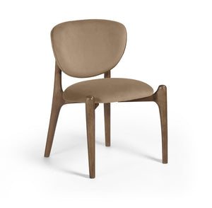 Meridian Furniture Velora Art Deco Sculpted Velvet Upholstered Dining Chair with Solid Wood Legs for Elegant Beige Style B 77077Beige-C