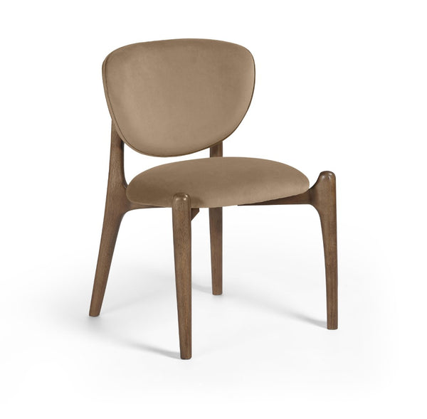 Meridian Furniture Velora Art Deco Sculpted Velvet Upholstered Dining Chair with Solid Wood Legs for Elegant Beige Style B 77077Beige-C
