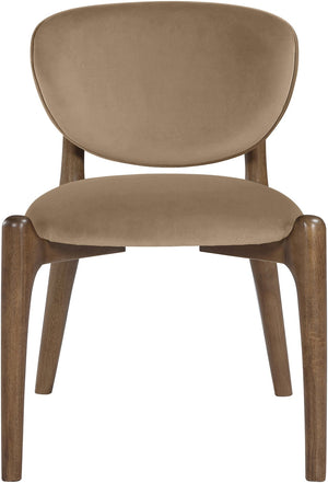 Meridian Furniture Velora Art Deco Sculpted Velvet Upholstered Dining Chair with Solid Wood Legs for Elegant Beige Style B 77077Beige-C