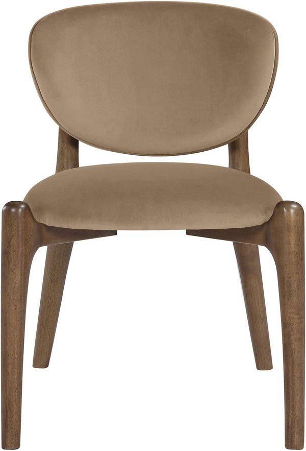 Meridian Furniture Velora Art Deco Sculpted Velvet Upholstered Dining Chair with Solid Wood Legs for Elegant Beige Style B 77077Beige-C