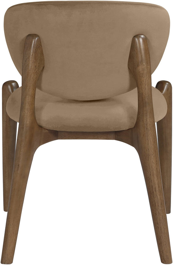 Meridian Furniture Velora Art Deco Sculpted Velvet Upholstered Dining Chair with Solid Wood Legs for Elegant Beige Style B 77077Beige-C