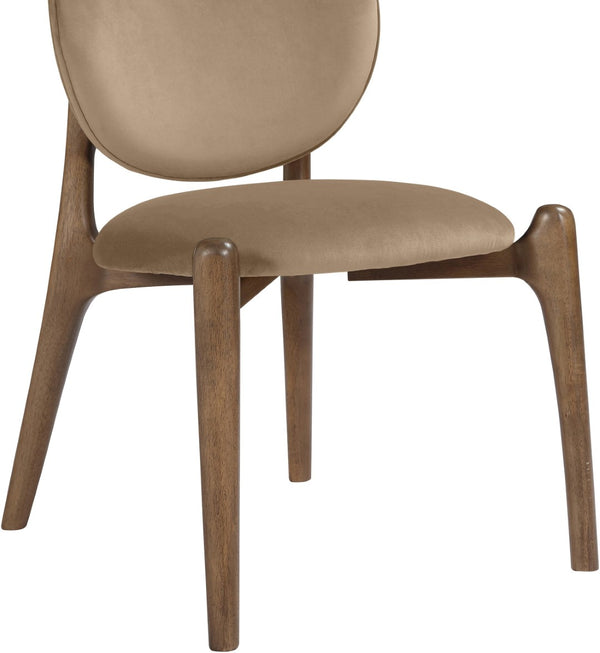 Meridian Furniture Velora Art Deco Sculpted Velvet Upholstered Dining Chair with Solid Wood Legs for Elegant Beige Style B 77077Beige-C