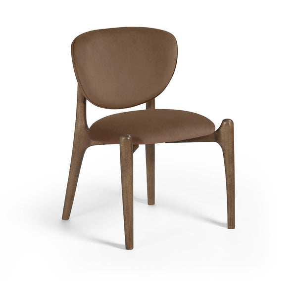 Meridian Furniture Velora Art Deco Sculpted Velvet Upholstered Dining Chair with Solid Wood Legs for Elegant Brown Style B 77077Brown-C