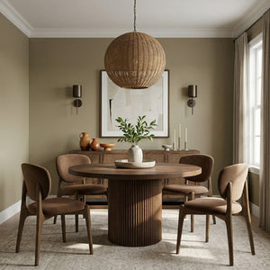 Meridian Furniture Velora Art Deco Sculpted Velvet Upholstered Dining Chair with Solid Wood Legs for Elegant Brown Style B 77077Brown-C