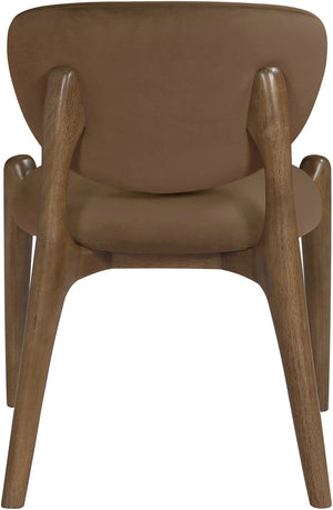 Meridian Furniture Velora Art Deco Sculpted Velvet Upholstered Dining Chair with Solid Wood Legs for Elegant Brown Style B 77077Brown-C
