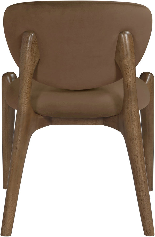 Meridian Furniture Velora Art Deco Sculpted Velvet Upholstered Dining Chair with Solid Wood Legs for Elegant Brown Style B 77077Brown-C