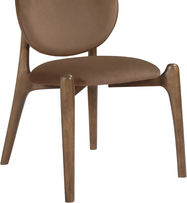 Meridian Furniture Velora Art Deco Sculpted Velvet Upholstered Dining Chair with Solid Wood Legs for Elegant Brown Style B 77077Brown-C