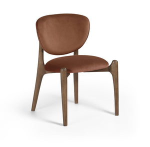 Meridian Furniture Velora Art Deco Sculpted Velvet Upholstered Dining Chair with Solid Wood Legs for Elegant Cognac Style B 77077Cognac-C