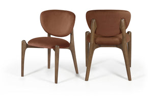 Meridian Furniture Velora Art Deco Sculpted Velvet Upholstered Dining Chair with Solid Wood Legs for Elegant Cognac Style B 77077Cognac-C