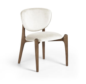 Meridian Furniture Velora Art Deco Sculpted Velvet Upholstered Dining Chair with Solid Wood Legs for Elegant Cream Style B 77077Cream-C