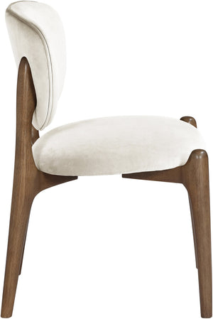 Meridian Furniture Velora Art Deco Sculpted Velvet Upholstered Dining Chair with Solid Wood Legs for Elegant Cream Style B 77077Cream-C