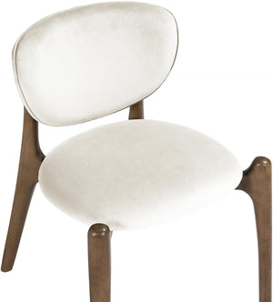 Meridian Furniture Velora Art Deco Sculpted Velvet Upholstered Dining Chair with Solid Wood Legs for Elegant Cream Style B 77077Cream-C