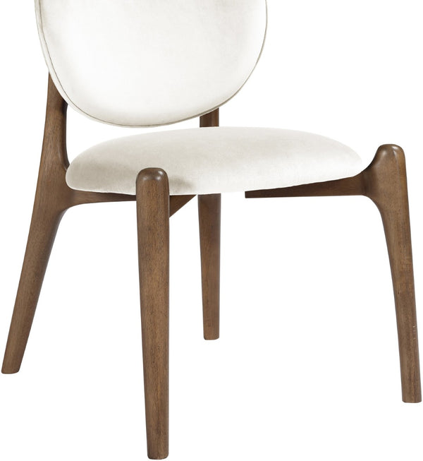 Meridian Furniture Velora Art Deco Sculpted Velvet Upholstered Dining Chair with Solid Wood Legs for Elegant Cream Style B 77077Cream-C