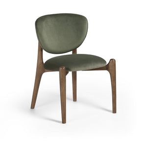 Meridian Furniture Velora Art Deco Sculpted Velvet Upholstered Dining Chair with Solid Wood Legs for Elegant Green Style B 77077Green-C