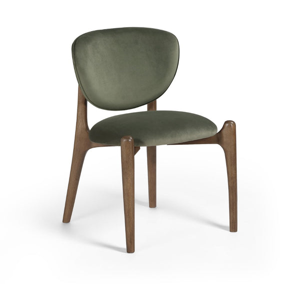 Meridian Furniture Velora Art Deco Sculpted Velvet Upholstered Dining Chair with Solid Wood Legs for Elegant Green Style B 77077Green-C