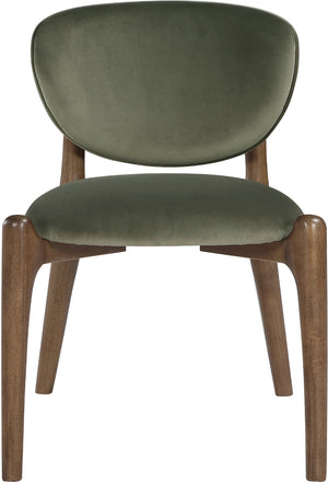 Meridian Furniture Velora Art Deco Sculpted Velvet Upholstered Dining Chair with Solid Wood Legs for Elegant Green Style B 77077Green-C