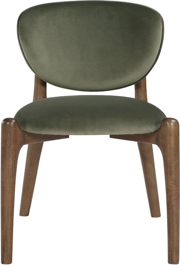 Meridian Furniture Velora Art Deco Sculpted Velvet Upholstered Dining Chair with Solid Wood Legs for Elegant Green Style B 77077Green-C