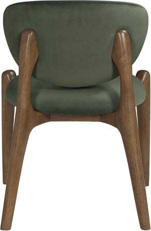 Meridian Furniture Velora Art Deco Sculpted Velvet Upholstered Dining Chair with Solid Wood Legs for Elegant Green Style B 77077Green-C