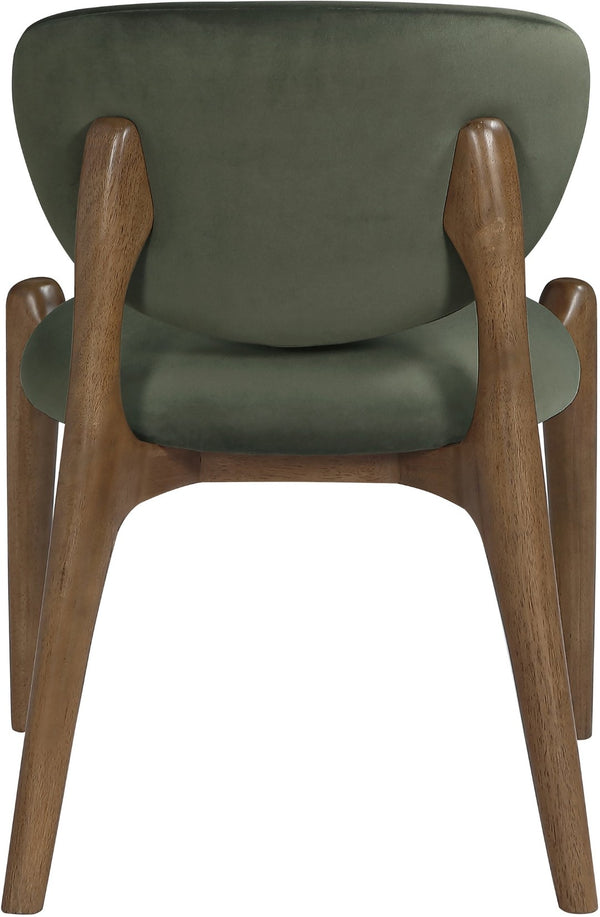 Meridian Furniture Velora Art Deco Sculpted Velvet Upholstered Dining Chair with Solid Wood Legs for Elegant Green Style B 77077Green-C
