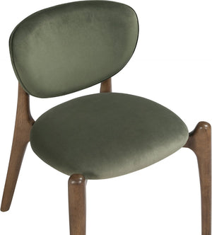 Meridian Furniture Velora Art Deco Sculpted Velvet Upholstered Dining Chair with Solid Wood Legs for Elegant Green Style B 77077Green-C