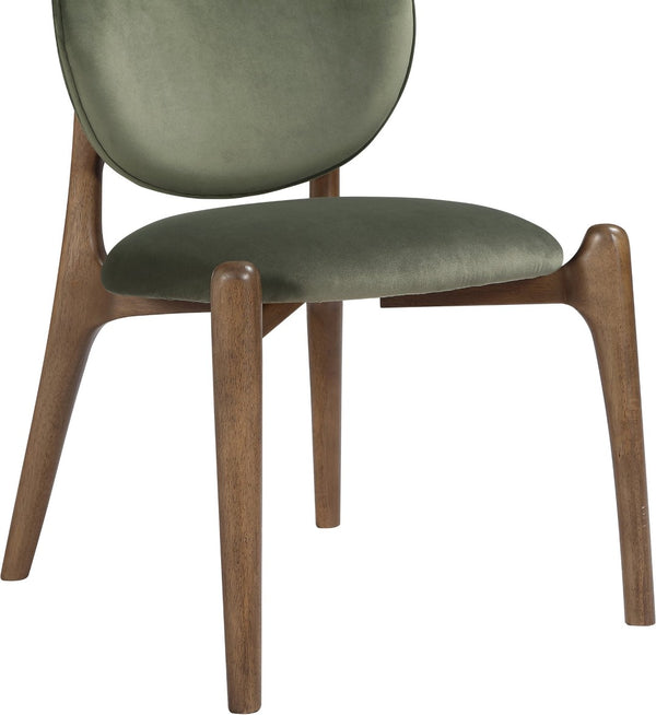 Meridian Furniture Velora Art Deco Sculpted Velvet Upholstered Dining Chair with Solid Wood Legs for Elegant Green Style B 77077Green-C