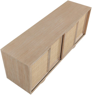 Meridian Furniture Windsor Solid Wood Cane Panel Sideboard Mid-century Modern Buffet for Dining Room Natural 72" W x 20" D x 30" H 77078Natural