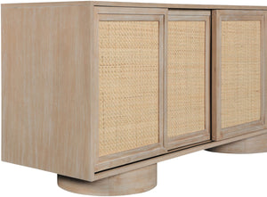 Meridian Furniture Windsor Solid Wood Cane Panel Sideboard Mid-century Modern Buffet for Dining Room Natural 72" W x 20" D x 30" H 77078Natural