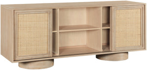 Meridian Furniture Windsor Solid Wood Cane Panel Sideboard Mid-century Modern Buffet for Dining Room Natural 72" W x 20" D x 30" H 77078Natural