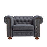 English Elm Classic Chesterfield Sofa Chair For Living Room Grey Faux Leather