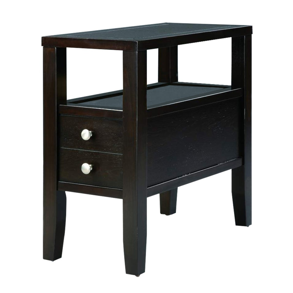 ORE International 24 Inch Traditional Chairside End Table with Two Drawers in Rich Espresso Wood 7708
