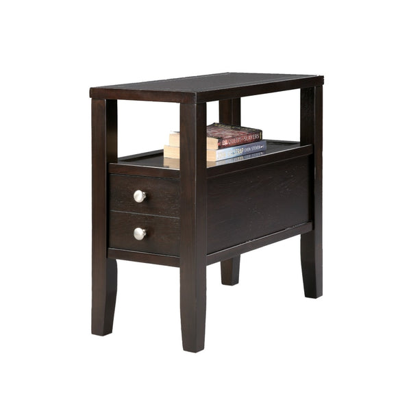 ORE International 24 Inch Traditional Chairside End Table with Two Drawers in Rich Espresso Wood 7708