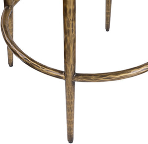 Meridian Furniture Ferro Sculptural Bar Stool with Brushed Brass Iron Frame and Cream Linen Upholstery 77081Cream-C