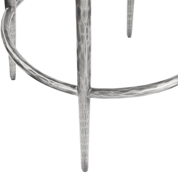 Meridian Furniture Ferro Contemporary Bar Stool with Linen Fabric Seat and Brushed Silver Iron Legs 77083Black-C