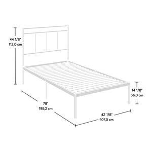 English Elm Twin Metal Platform Bed with Headboard, Black Finish — Space-Saving, Sturdy Support & Under-Bed Storage B356P367950