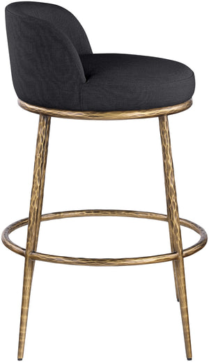 Meridian Furniture Ferro Upholstered Bar Stool with Brass Iron Frame for Kitchen Islands 77084Black-C