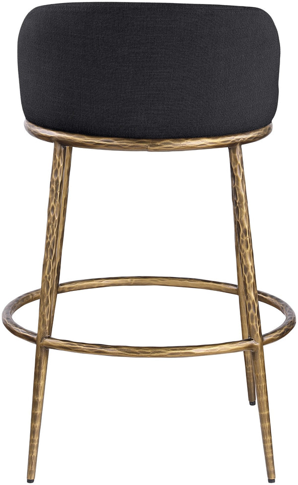Meridian Furniture Ferro Upholstered Bar Stool with Brass Iron Frame for Kitchen Islands 77084Black-C