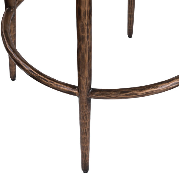 Meridian Furniture Ferro Sculptural Bar Stool with Linen Performance Fabric and Brushed Bronze Iron Frame 77085White-C
