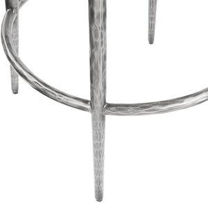 Meridian Furniture Ferro Cream Linen Performance Fabric Barstool with Brushed Silver Forged Iron Legs 77086Cream-C