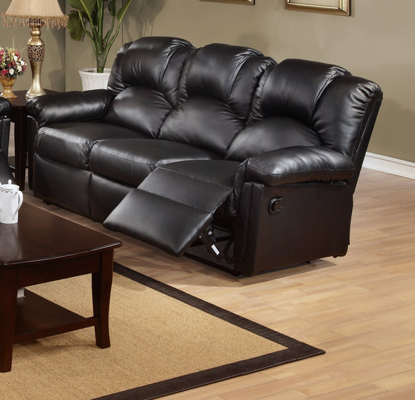 English Elm New Contemporary Motion Sofa Black Bonded Leather 80"L Plush Cushion Recliner Modern Solid Wood Frame B011P205231