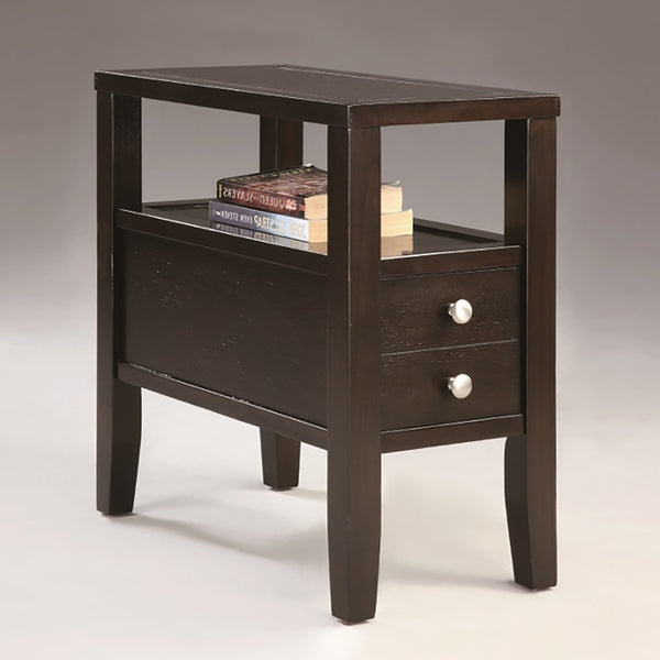 ORE International 24 Inch Traditional Chairside End Table with Two Drawers in Rich Espresso Wood 7708