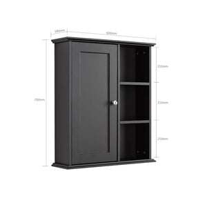 English Elm 23.6" Grey Mdf Wall Cabinet Soft Close Doors Compact Bathroom Storage Organizer Black W2704P264350