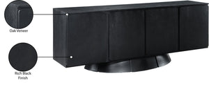 Meridian Furniture Bellona Art Deco Oak Veneer Buffet with Four Doors and Elevated Base for Dining Room Storage Black 77091Black