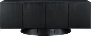 Meridian Furniture Bellona Art Deco Oak Veneer Buffet with Four Doors and Elevated Base for Dining Room Storage Black 77091Black